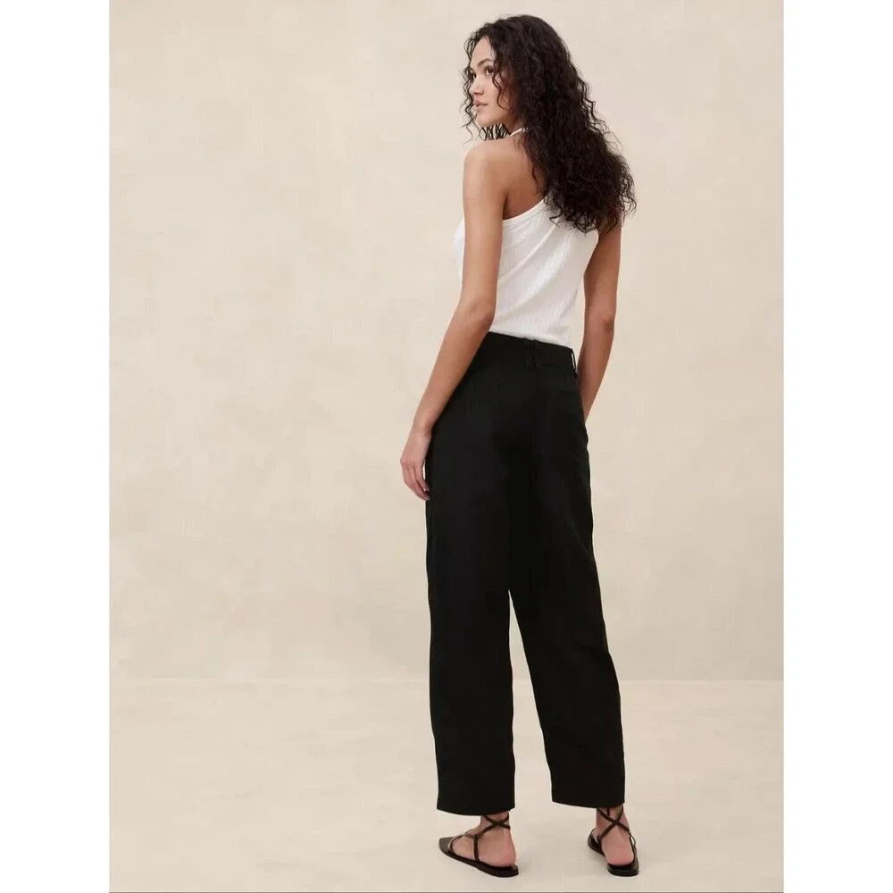 New Banana Republic Mya Cotton Linen Cargo Pant Size 14 Black 882900 NWT Utility